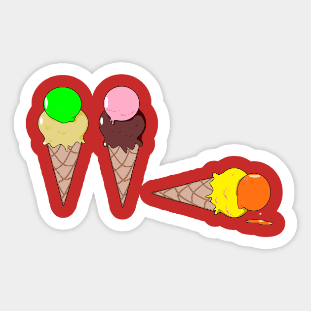 Three Ice Cream Cones Sticker by YudyisJudy